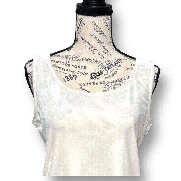 Talbots M Ivory Velvet Look Scoop Neck Sleeveless Blouse Soft Elegant Minimalist - Picture 5 of 9